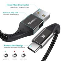 Cable USB-C en nylon de 3A, Charge rapide.