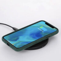 Coque iPhone Cuir Alcantara compatible recharge sans fil