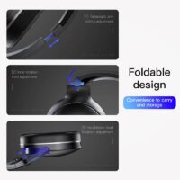 Baseus Encok D02 HiFi Casque Bluetooth sans fil Basse lourde Casque audio 3,5 mm pliable avec micro