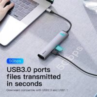 Adaptateur Baseus USB-C, HDMI, RJ45, lecteur de Carte