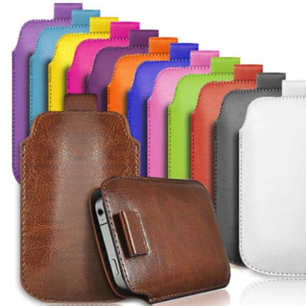 Pochette de rangement en cuir de couleur pour iPhone
