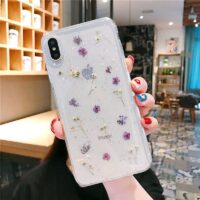 Coque fleurs séchées véritable pour iPhone