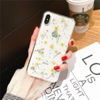 Coque fleurs séchées véritable pour iPhone