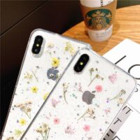 Coque fleurs séchées véritable pour iPhone