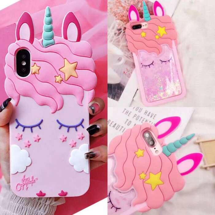 Coque licorne rose 3D pour iPhone