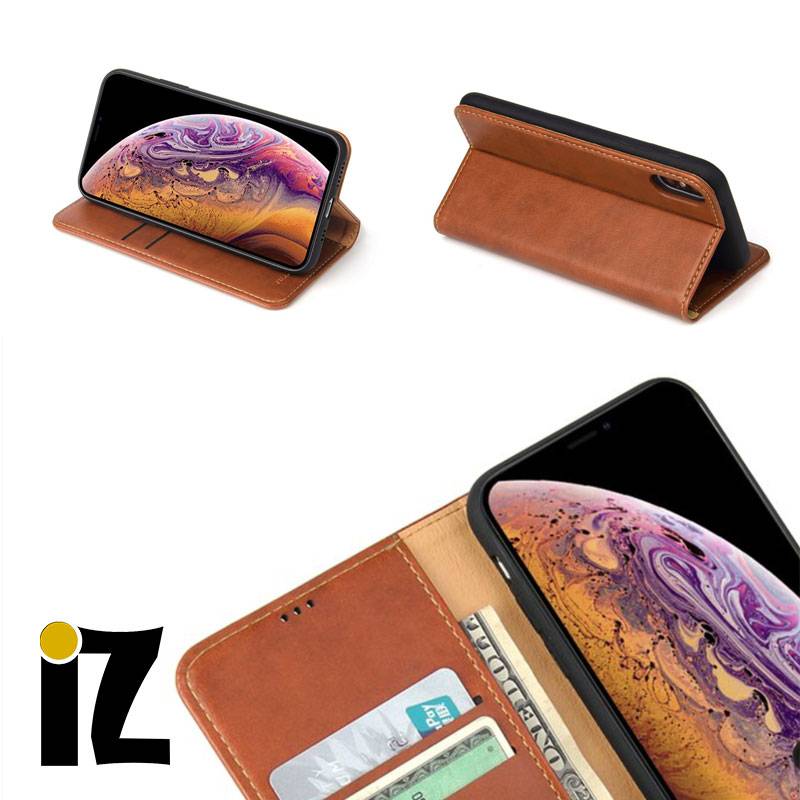 etui-folio-cuir-carte-billet-cuir-brun-iphone-11-pro-XS-iphone-X-MAX-iZPhone