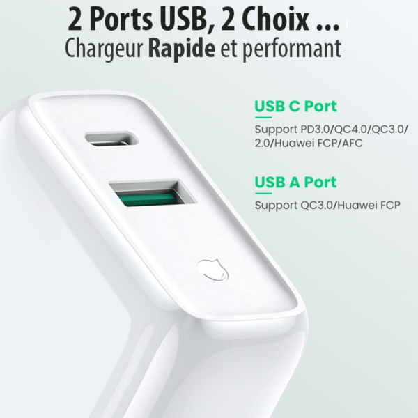Double Chargeur rapide USB + USB Type C | 36 W