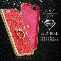 Alternative view of Coque iPhone Crystal & Flower Gold Pink