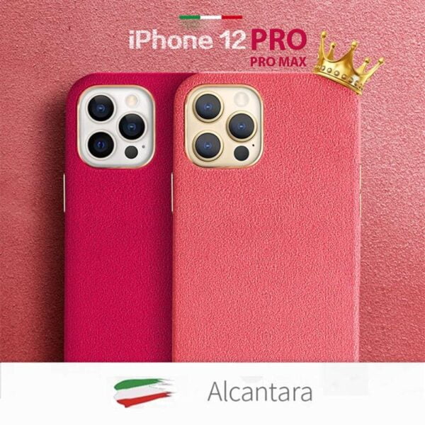 coque-cuir-alcantara-iphone-12-Pro-iphone-12-Pro-max-couleurs-cuir-rose-orange-izphone-official-store