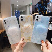 Alternative view of Étui iPhone paillettes avec Support Coeur