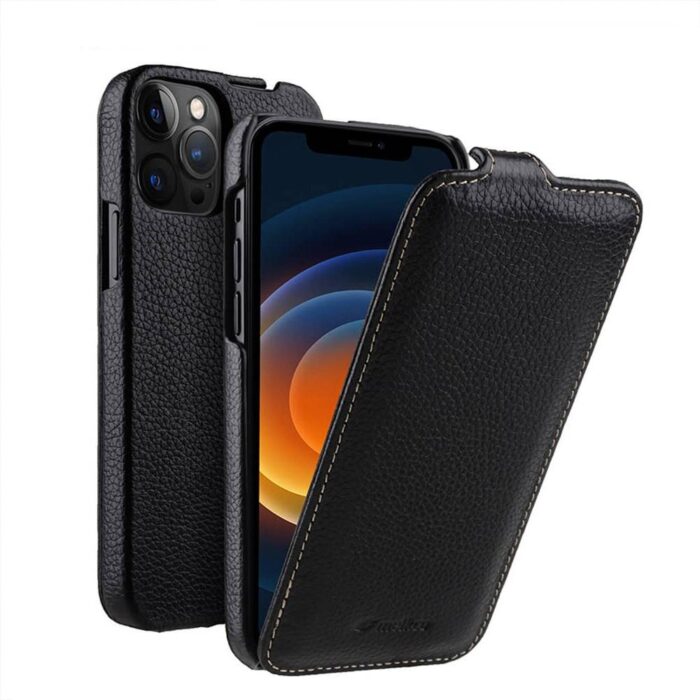 Étui à rabat en cuir véritable pour iPhone
