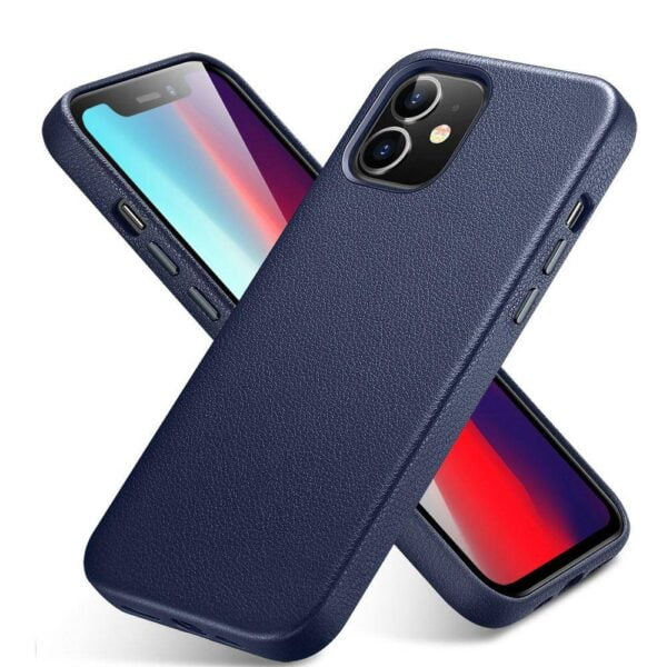 Coque iPhone 12 en cuir véritable Couleurs Bleu