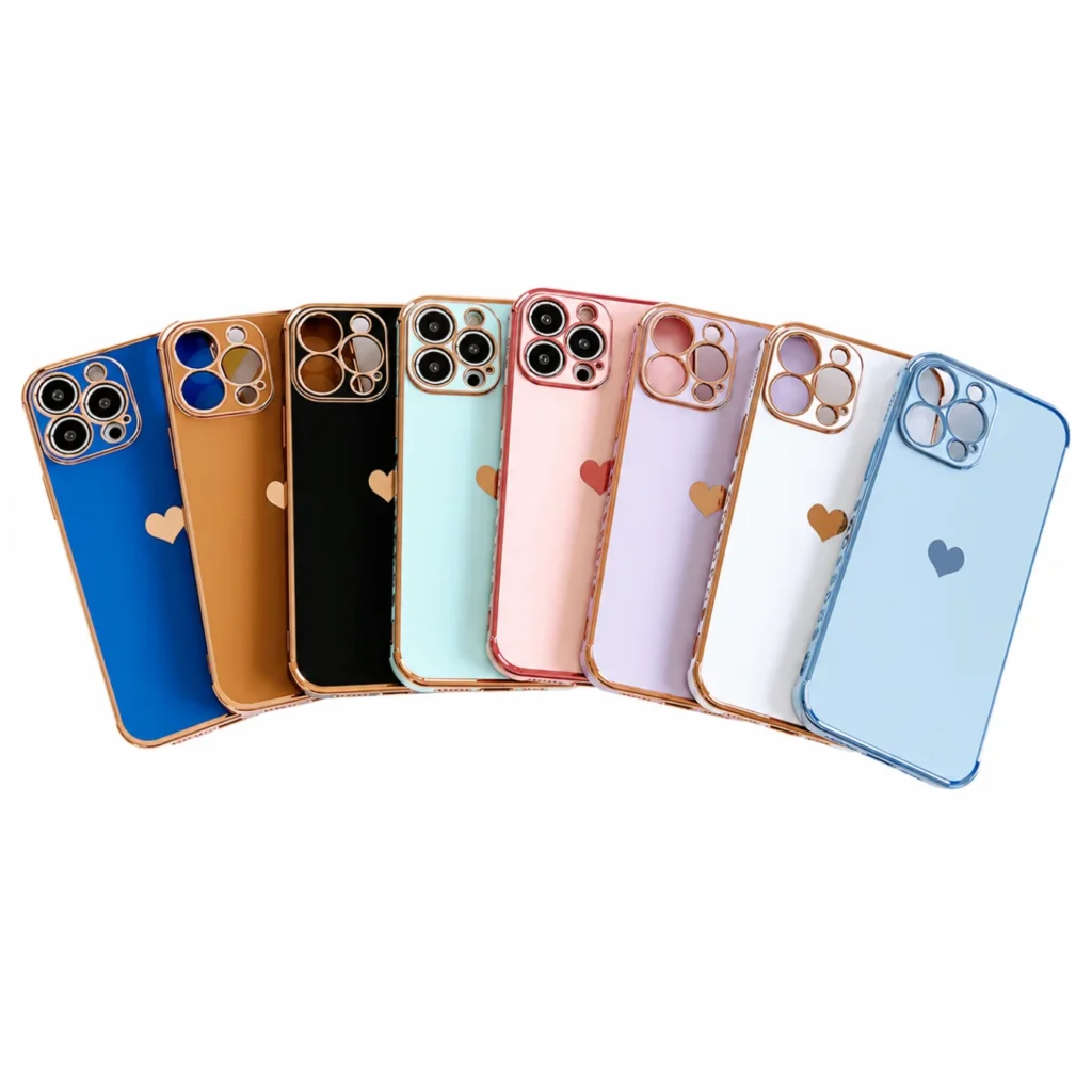 Coque iPhone coeur contour doré