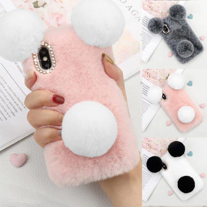 Coque-iPhone-peluche-fourrure-3D-Rabbit-Panda-iZPhone
