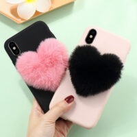 Alternative view of Coque Silicone Coeur fourrure 3D pour iPhone XS XR