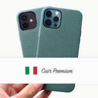 Coque iPhone bleu Pastel en Cuir Haut de Gamme