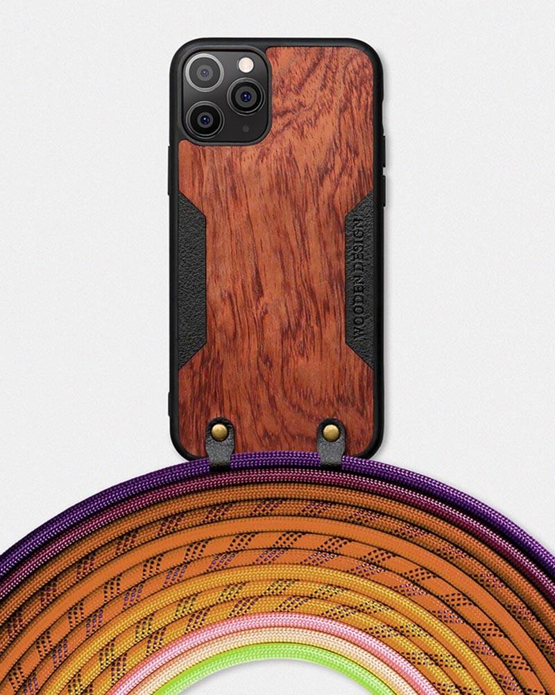 Coque téléphone bois naturel avec cordon