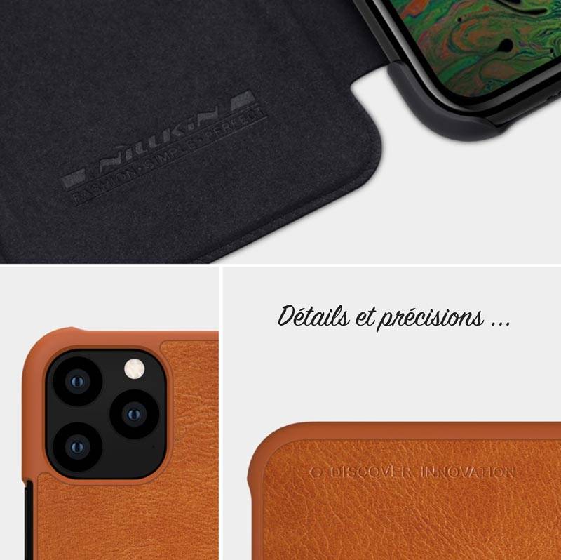 étui rabat en cuir véritable iPhone 7
