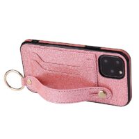 Alternative view of Coque iPhone paillettes et porte-cartes en cuir