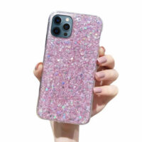 Coque iPhone 12 Rose paillette