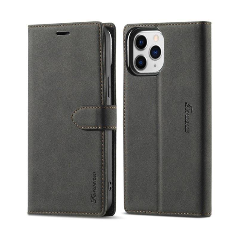 Coque iPhone Cuir Rétro Noir