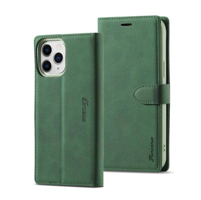 Coque iPhone Cuir Vert Magnétique