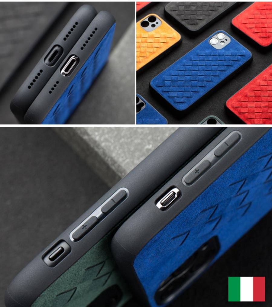 Coque iPhone Cuir Alcantara (bleu)