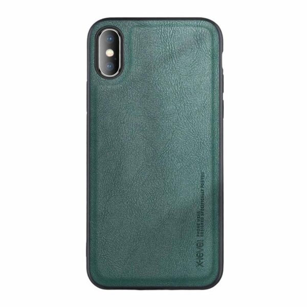 Coque Cuir iPhone XS Vert forêt