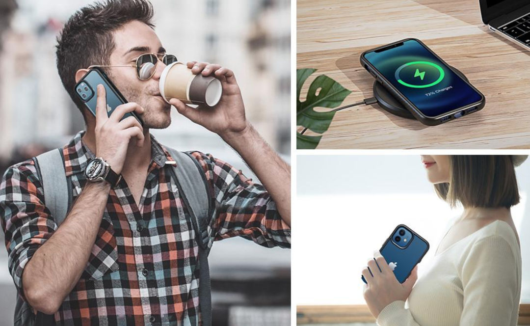 Coque iPhone 11 transparente bleu, noir, rose