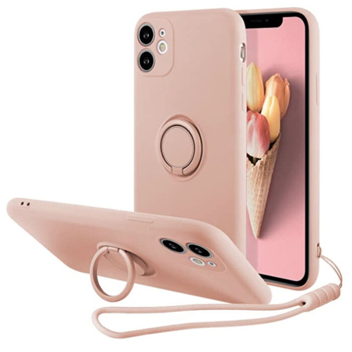 Coque iPhone 11 avec anneau [Rose Poudré]