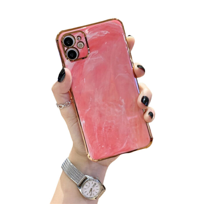 Coque iPhone 12 Marbre - Rose
