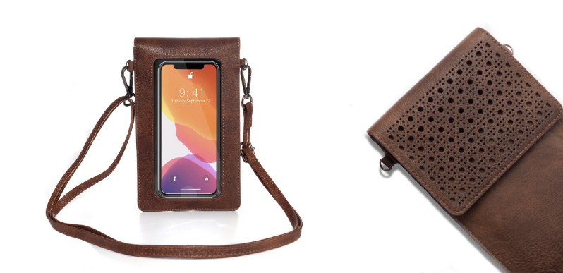 Sac Téléphone Bandoulière Brun
