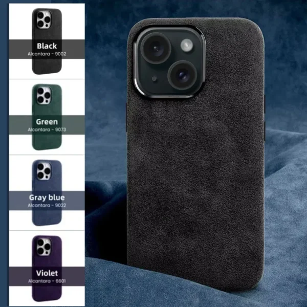 Coque iPhone 15 Cuir Alcantara