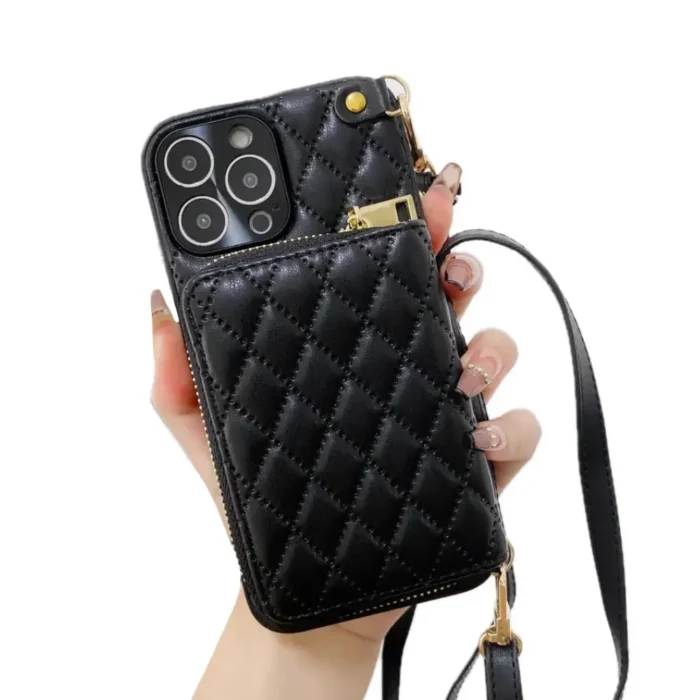 Coque téléphone avec cordon noir