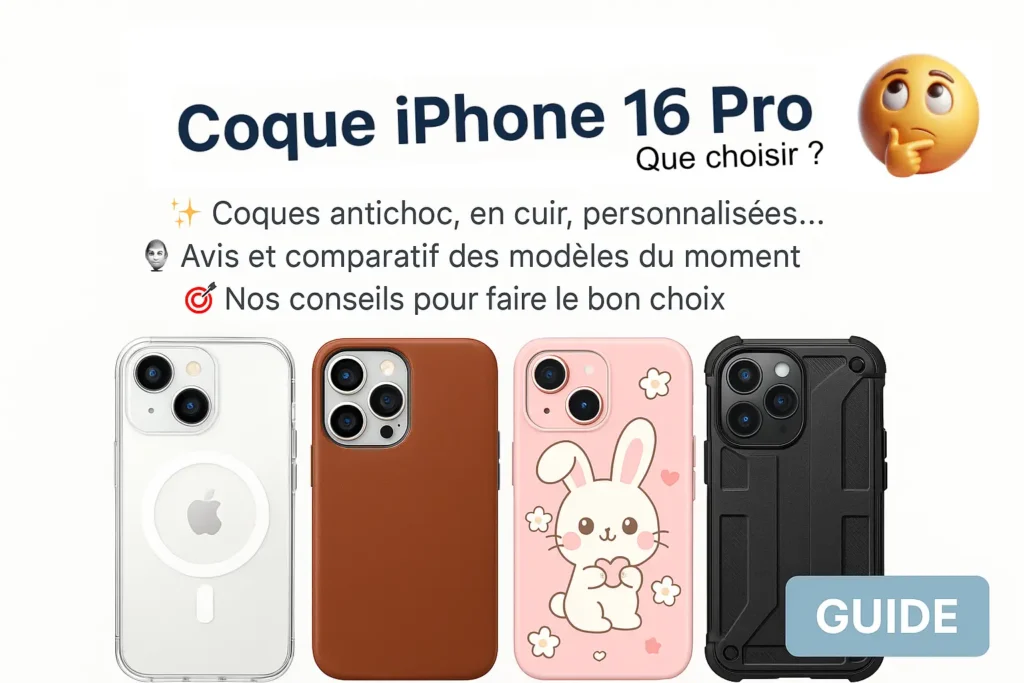 Comparatif des coques iPhone 16 Pro en 2025 : transparente, cuir, personnalisée et antichoc