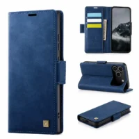 Étui iPhone 17 Bleu avec porte-cartes et support.