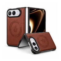 Coque iPhone Duo Cuir Brun Magnétique & Protection | iZPhone