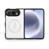 Coque iPhone Duo Cuir Brun Magnétique & Protection | iZPhone Blanc