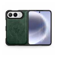 Coque iPhone Duo Cuir Brun Magnétique & Protection | iZPhone Vert